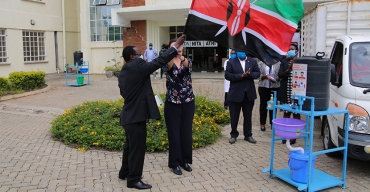 AUSTRALIAN HIGH COMMISSIONER FLAGS OF CONTACTLESS HAND WASHING MACHINE AT NITA ATHI RIVER